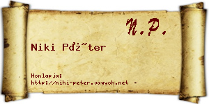 Niki Péter névjegykártya
